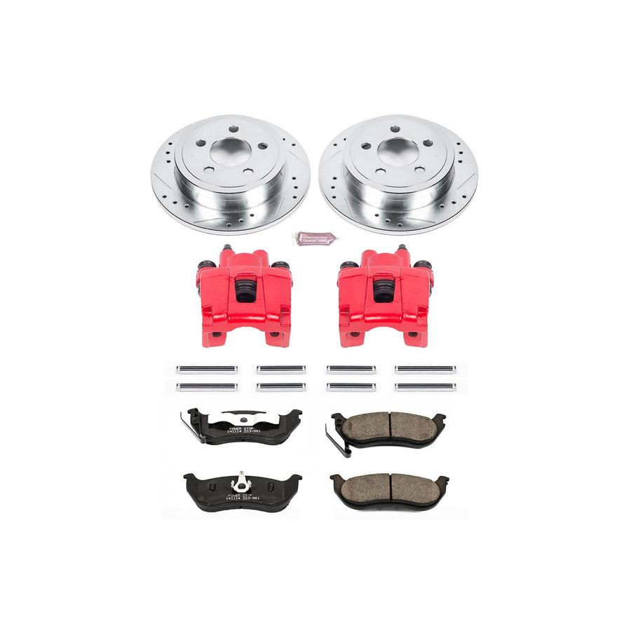 Power Stop Z23 Evolution Sport KC2197 1-Click Brake Kit with Powder Coated Calipers (Brake Pads, Drilled/Slotted Rotors)
