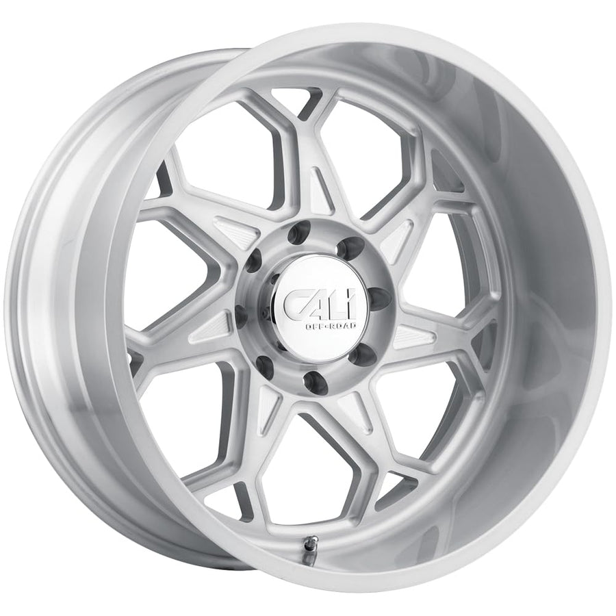 Brushed CALI OFF-ROAD SEVENFOLD (9111) Wheel Clear Coated (0 x 12. inches /6 x 135 mm, -51 mm Offset)