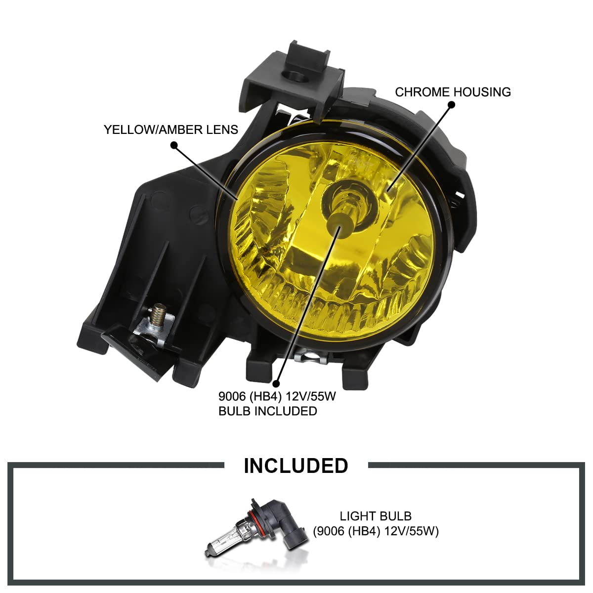 Yellow Fog Lights + Switch SPEC-D TUNING Compatible with 2008-2011 Subaru Impreza WRX, L+R Pair Assembly