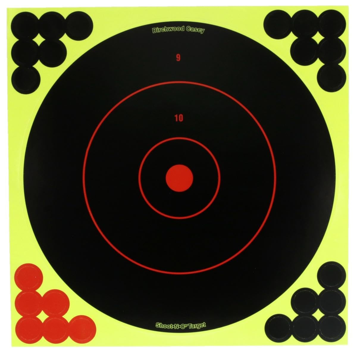 Shoot-N-C Birchwood Casey Bullseye Dispenser Targets | Always Flat Adhesive Back Shooting Training Reactive Targets with Pasters, 8" - Pack of 12