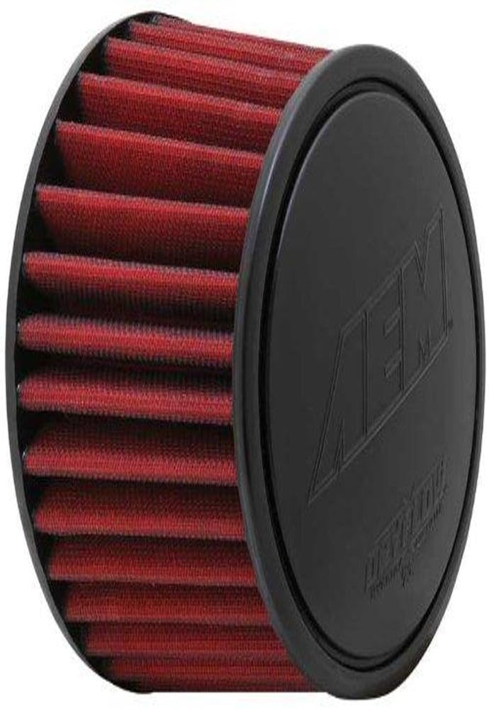 AEM 21-2110DK Clamp-On Universal DryFlow Air Filter: Round Tapered; 3.25 in (83 mm) Flange ID; 5.25 in (133 mm) Height; 6 in (152 mm) Base; 5.125 in (130 mm) Top
