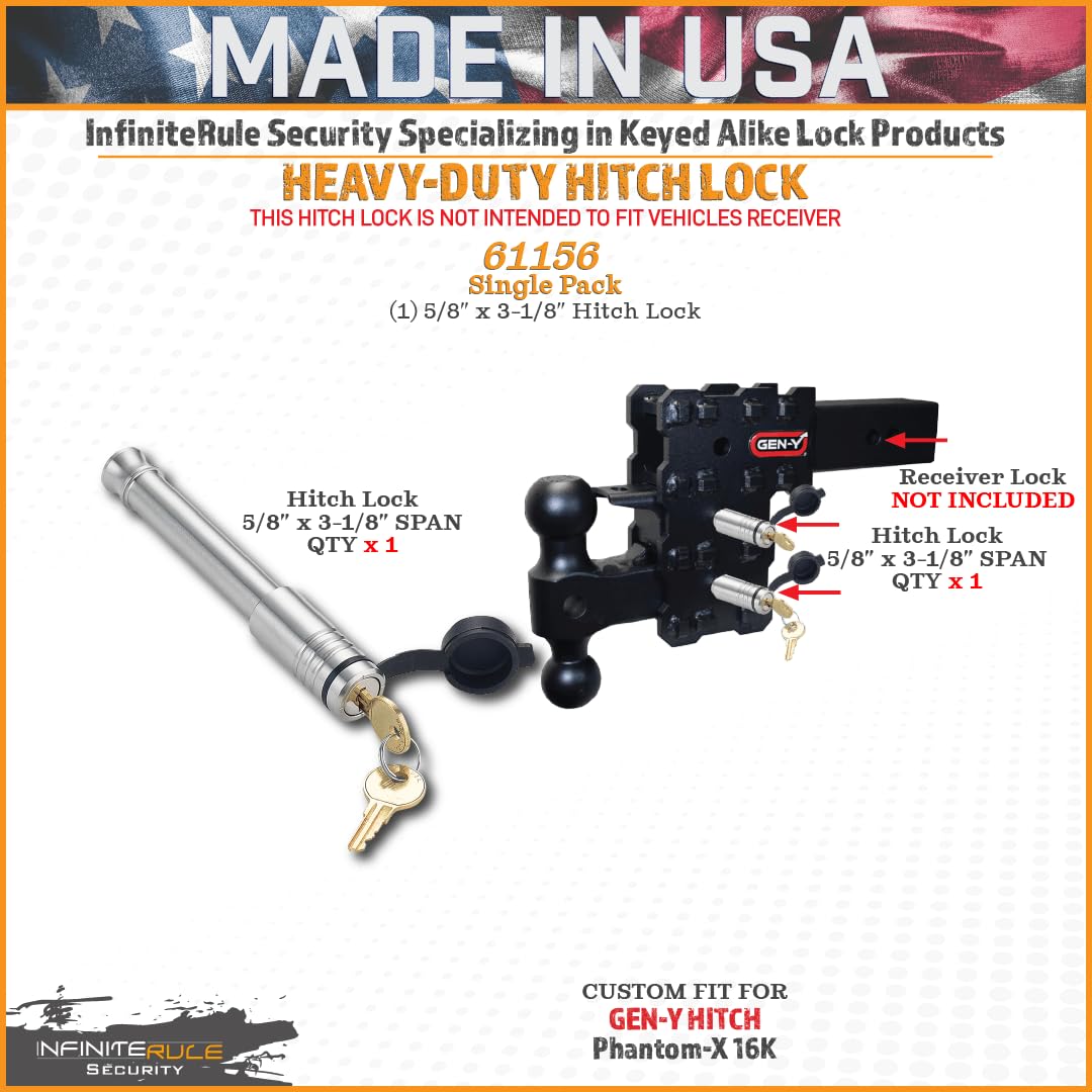 Hitch Lock 61156 for Gen-Y Hitch Phantom-X 16K & Phantom Flip & Tow Hitches - Fits Adjustable Ball Mount Only - Does NOT FIT Vehicle Receiver