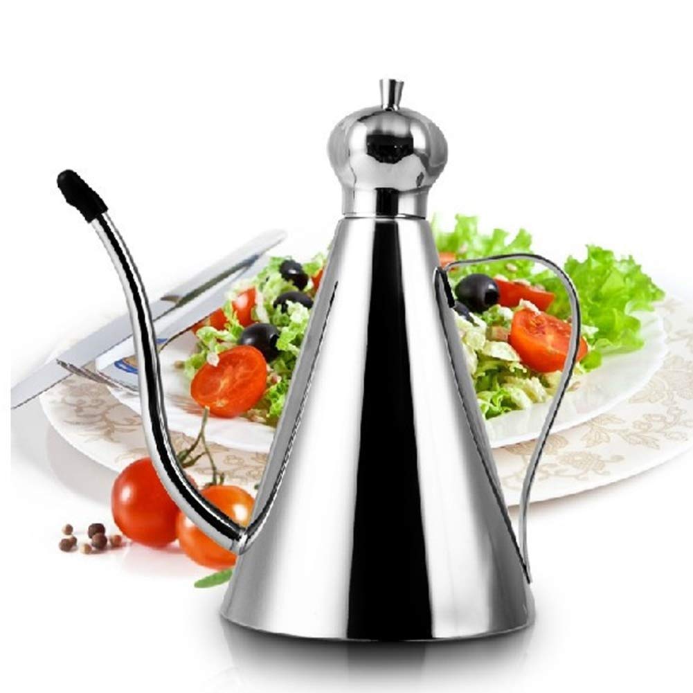 Stainless Steel Oil Dispenser, Olive Oil Drizzler, Olive Oil Bottle with Drip-Free Spout, Thickened Cone Leakproof Oil Pot for Kitchen(350ml/500ml/1L)