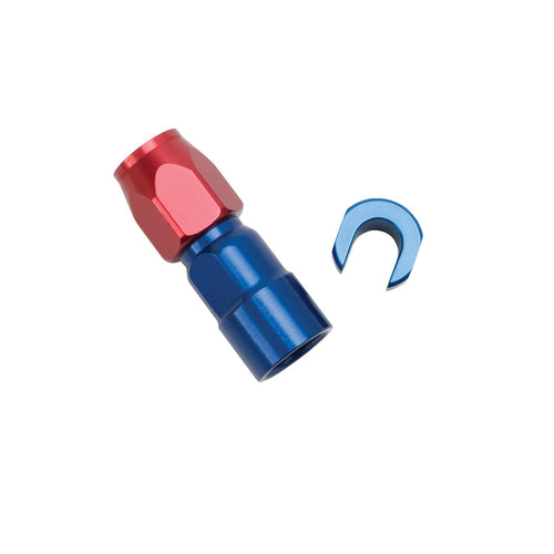 5/16" SAE QUICK DISCONNECT FEMALE TO HOSE END -6 STRAIGHT RED/BLUE ANODIZED
