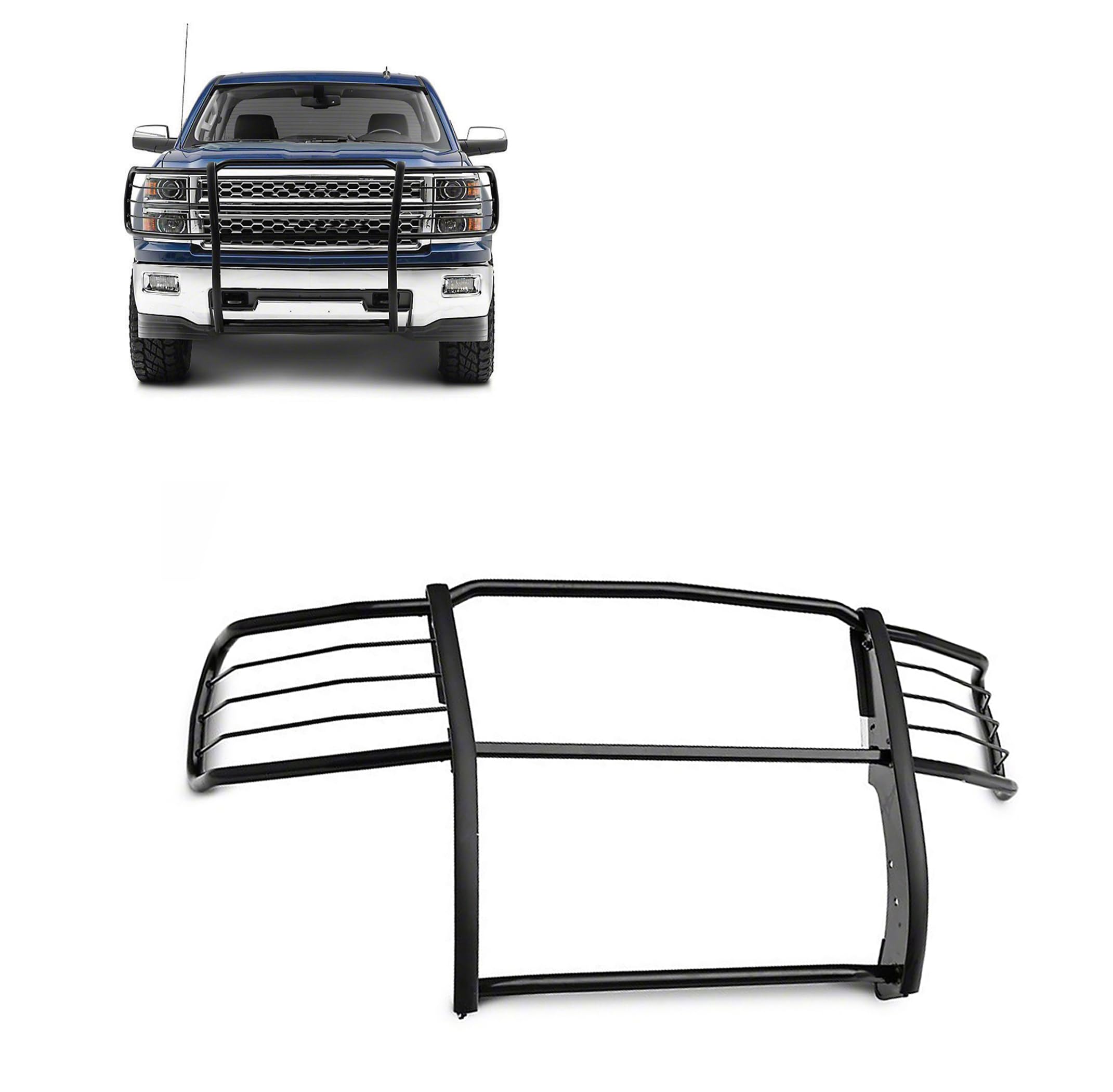 Bumper Guard Black Horse Grille brush Modular Black Compatible with 2014-2018 Chevrolet Silverado 1500-17GT27MA