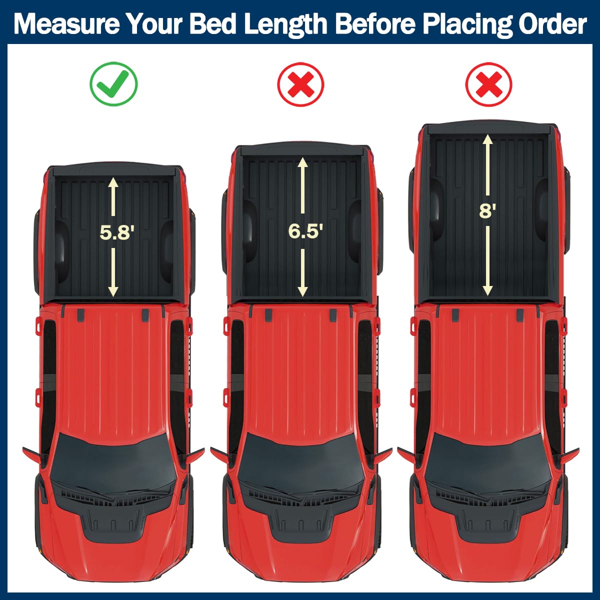 Soft Quad Fold Tonneau Cover Spec-D Tuning Compatible with 2007-2024 Chevy Silverado 1500, 2007-2024 GMC Sierra 1500 69" 5.8FT Short Bed