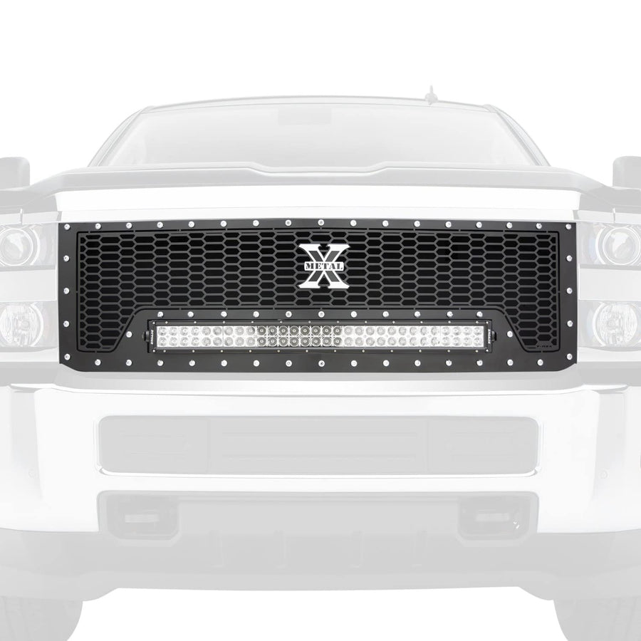 Laser Torch Grille, 2015-2019 Silverado HD, Black, 1 Pc, Replacement, Chrome Studs with (1) 30" LED - PN #7311241