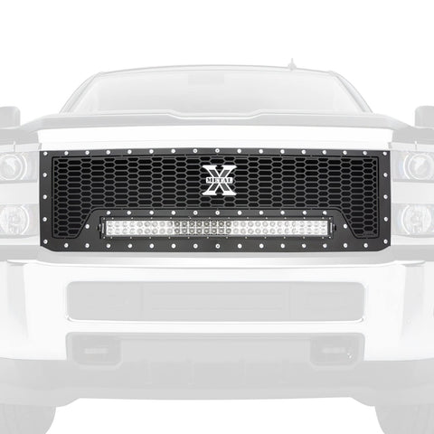 Laser Torch Grille, 2015-2019 Silverado HD, Black, 1 Pc, Replacement, Chrome Studs with (1) 30" LED - PN #7311241