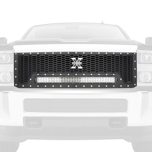 Laser Torch Grille, 2015-2019 Silverado HD, Black, 1 Pc, Replacement, Chrome Studs with (1) 30" LED - PN #7311241