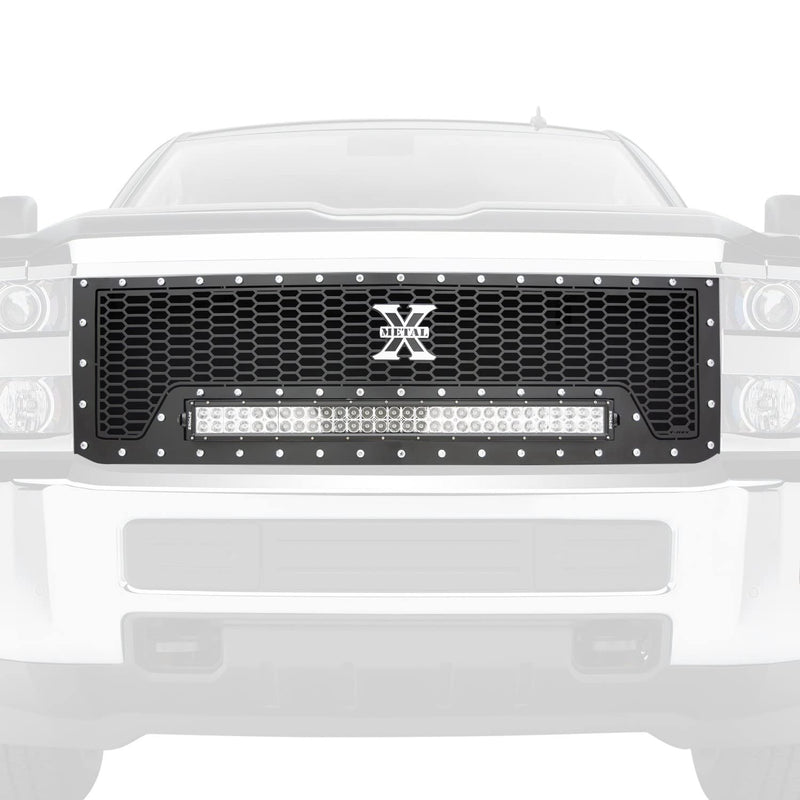 Laser Torch Grille, 2015-2019 Silverado HD, Black, 1 Pc, Replacement, Chrome Studs with (1) 30" LED - PN #7311241