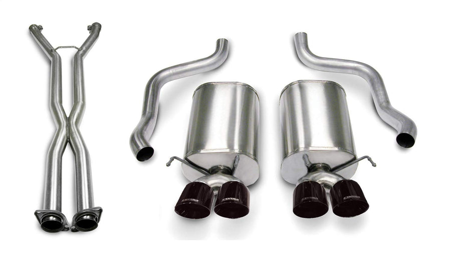 Cat-Back 2.5 IN Twin 3.5IN Tips (14169CB4) Sport Sound Level | 2005-08 Corvette C6 Manual, 05 Auto 4 Black PVD