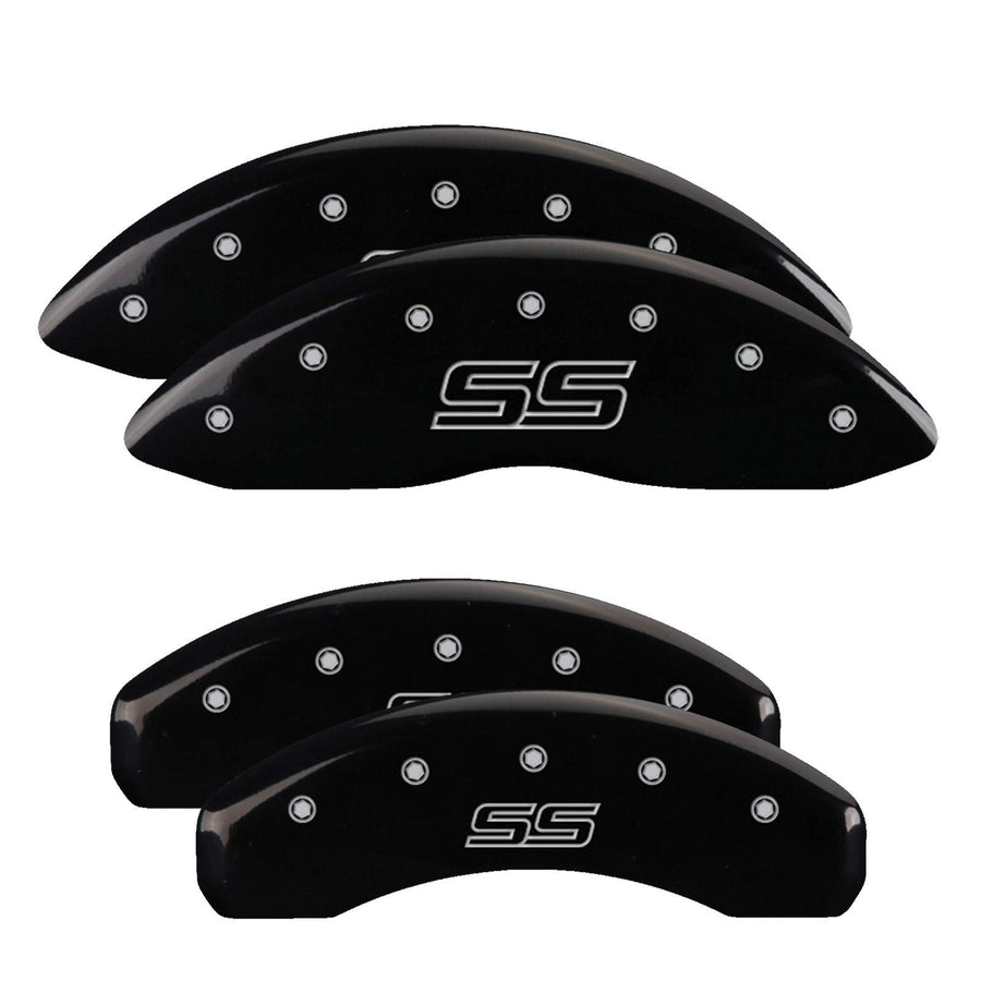 Black MGP Caliper Covers 14030SSSRBK Brake Covers for 2006-2009 Chevrolet Trailblazer with Silver SSR Logo (Set of 4)