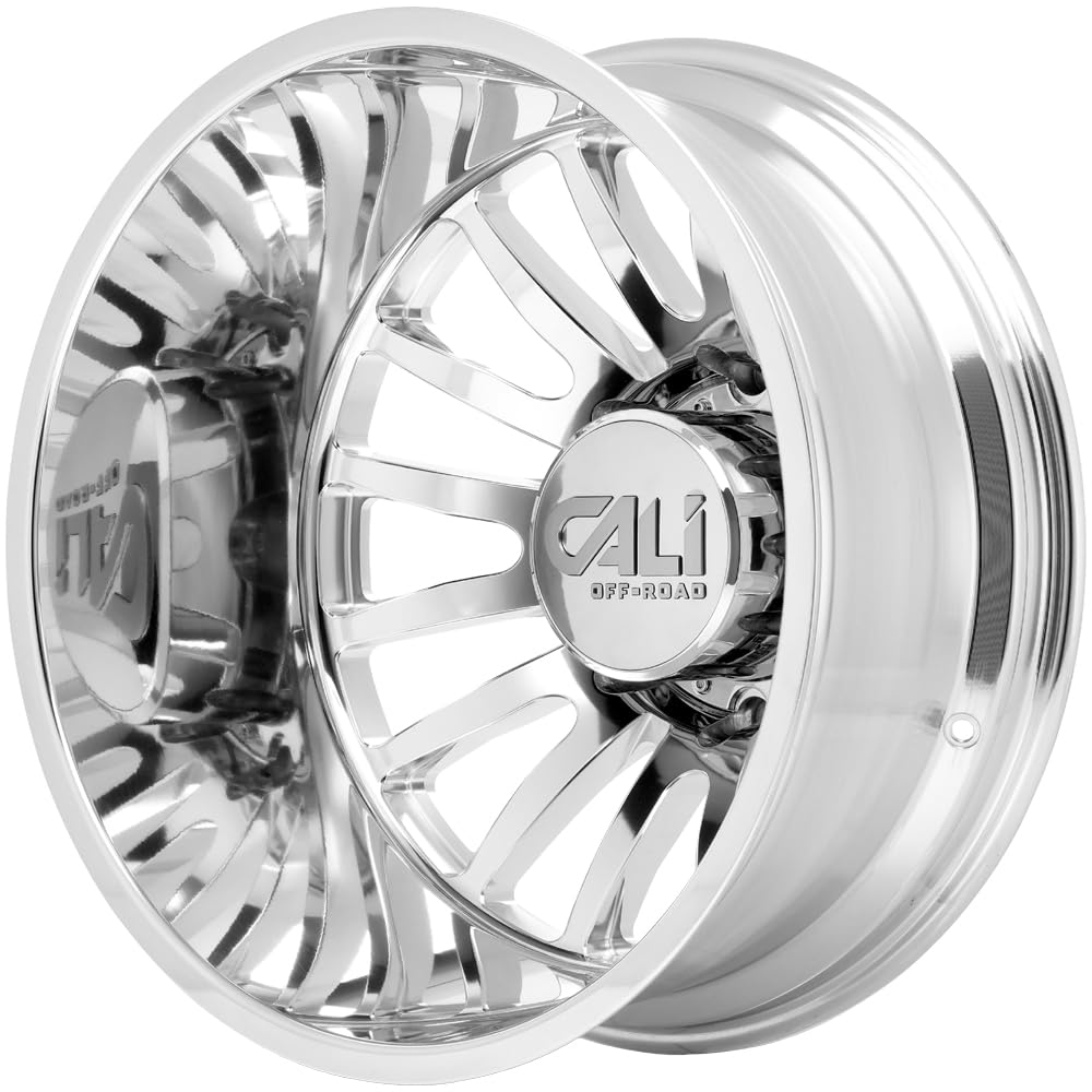 Cali Off-Road 9110D Summit Rear Polished/Milled Dually Spokes Wheel (22 x 8.25 inches /8 x 200 mm, -232 mm Offset)