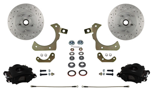 Spindle Mount Kit LEED BRAKES With Maxgrip Cross Drilled and Slotted Rotors Black Calipers
