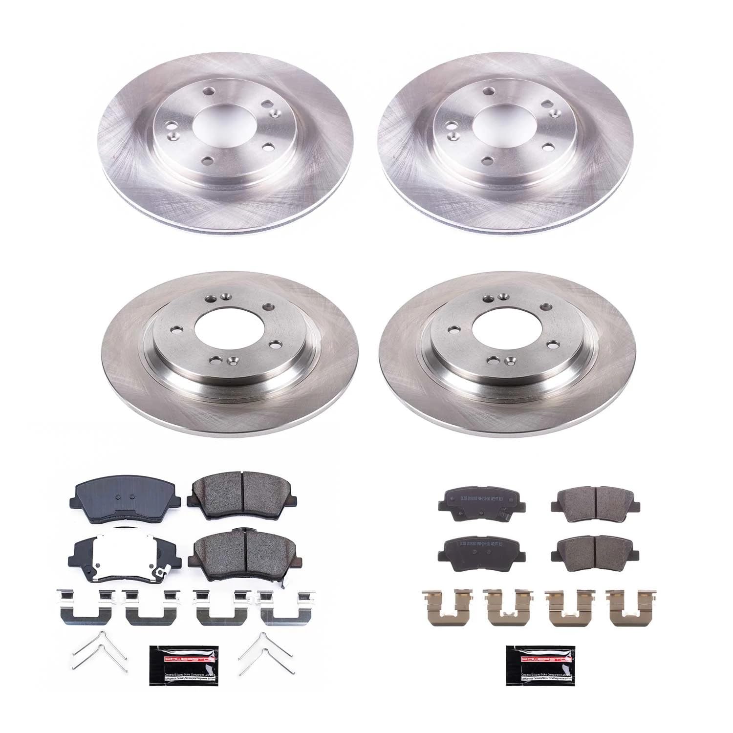Power Stop Autospecialty KOE7928 Front and Rear Replacement Brake Kit-OE Brake Rotors & Ceramic Brake Pads For Hyundai Ioniq 2017-2021, Kia Niro 2018-2019 [Model Specific]