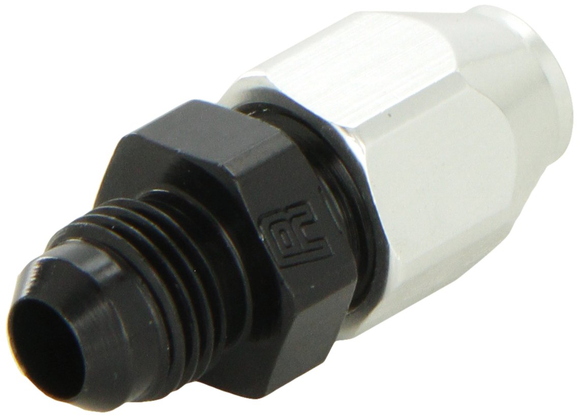 639213 Russell Black/Silver -6 AN Male 37 Degree to 3/8" Aluminum Tube Fuel Line Adapter