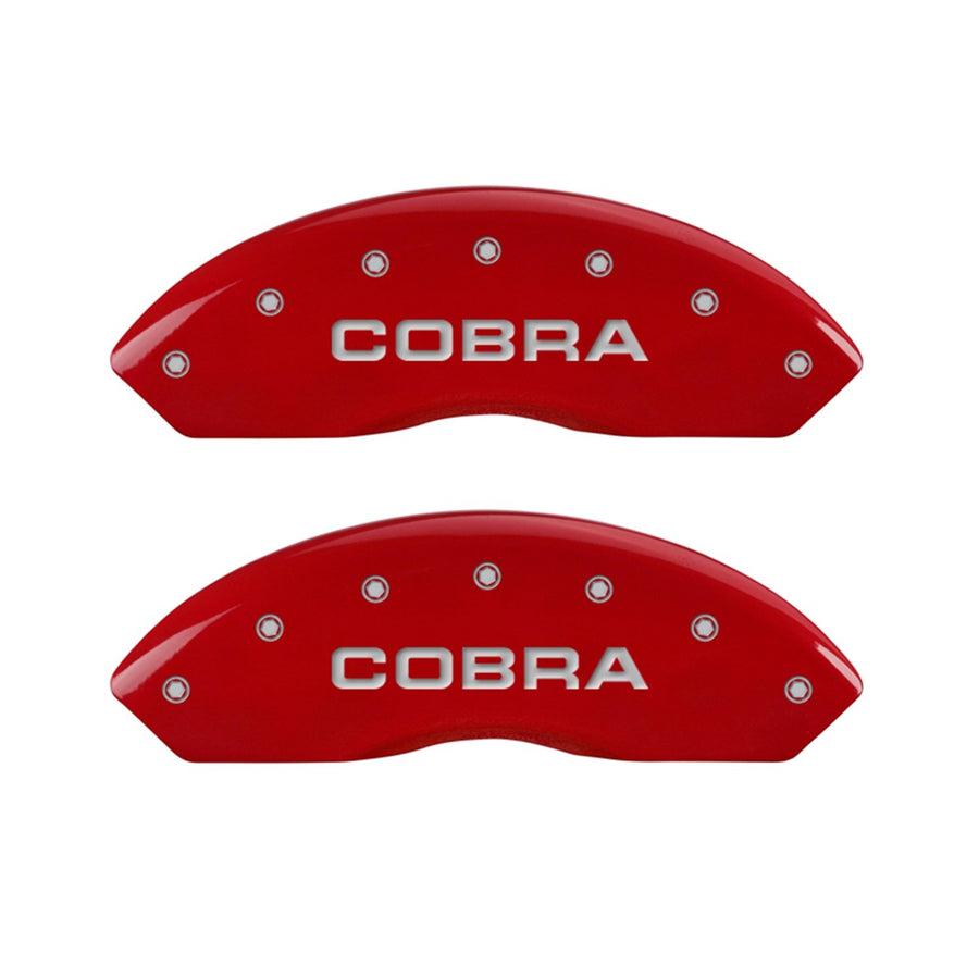 MGP 10017SCOBRD Caliper Covers Red Brake Covers Engraved with Silver COBRA (Set of 4)
