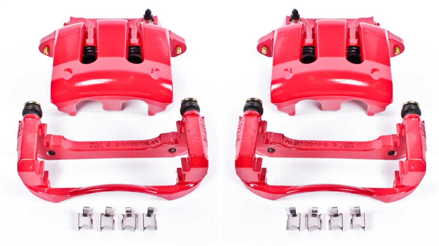 Power Stop S4928 Front Pair of High-Temp Red Powder Coated Calipers for Ford Mustang 2005-2010 [Model Specific]