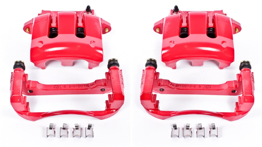 Power Stop S4928 Front Pair of High-Temp Red Powder Coated Calipers for Ford Mustang 2005-2010 [Model Specific]
