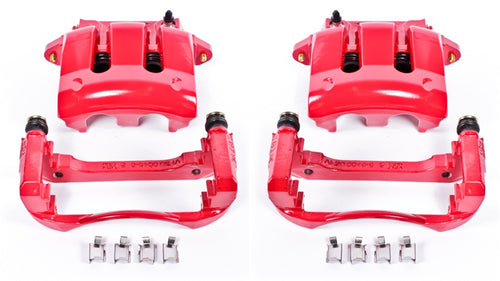 Power Stop S4928 Front Pair of High-Temp Red Powder Coated Calipers for Ford Mustang 2005-2010 [Model Specific]