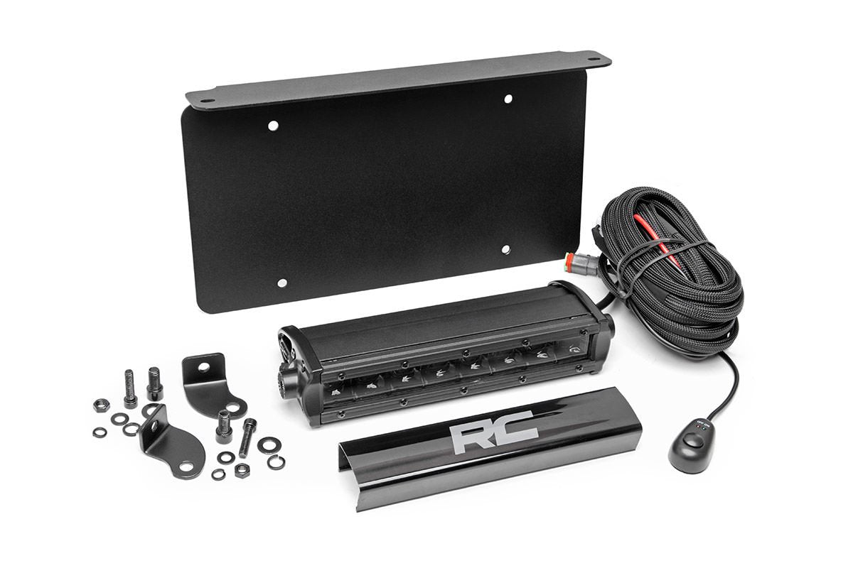 8" Rough Country License Plate Mounting Kit with Off Road LED Light Bar - Universal Fit, 40W