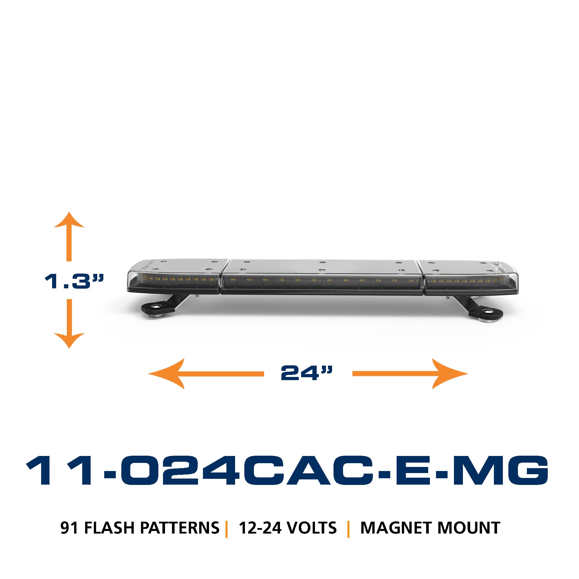 ECCO 24 Inch LED Light Bar Single Row Flood Beam Amber White Magnet Mount 84W LED Off Road Lights for Trucks Commercial Vehicles, 5 Year Warranty