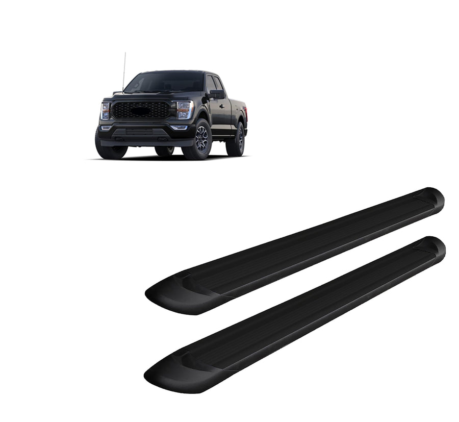 Black Aluminum Black Horse Transporter Running Boards Compatible with 2015-2024 Ford F-150 Super Cab / 2017-2024 F-250 350 450 550 Super Duty Super Cab