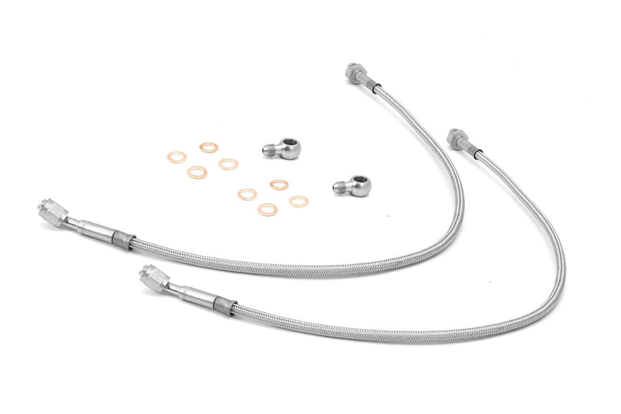 Brake Hose Kit Rugged Ridge 16734.08, Front, Stainless Steel; 97-06 Jeep Wrangler TJ