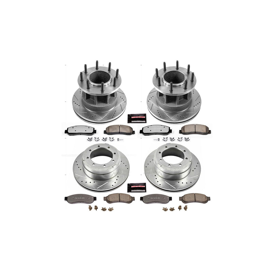 Power Stop Z36 Truck & Tow Brake Kit K5517-36 Front and Rear, Carbon Fiber Ceramic Brake Pads and Drilled/Slotted Brake Rotors