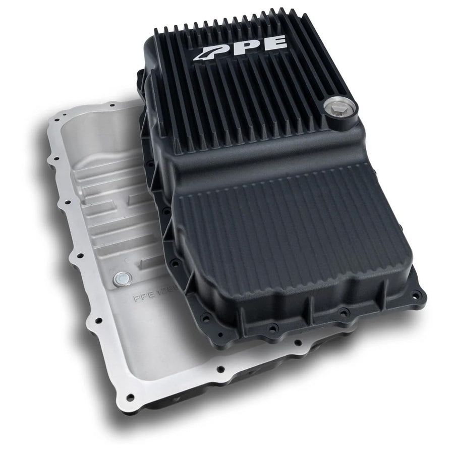 Heavy Duty PPE Cast Aluminum Deep Transmission Pan (BLACK) 128051320 Compatible for 2018+ GM Silverado 1500 with Allison 10L80 Transmission