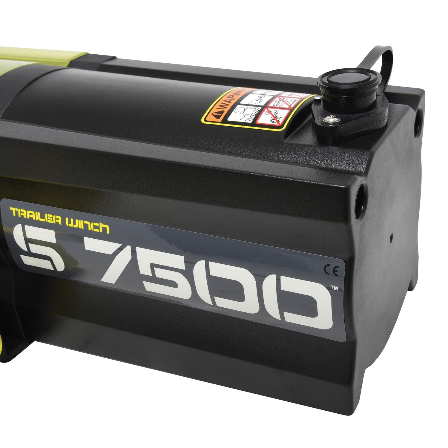 S7500SR Superwinch 1475201 Trailer Winch 7500lb (3402kg) Single Line Pull with Roller Fairlead 5/16" x 55' Synthetic Rope 30.5ft Corded Handheld Remote