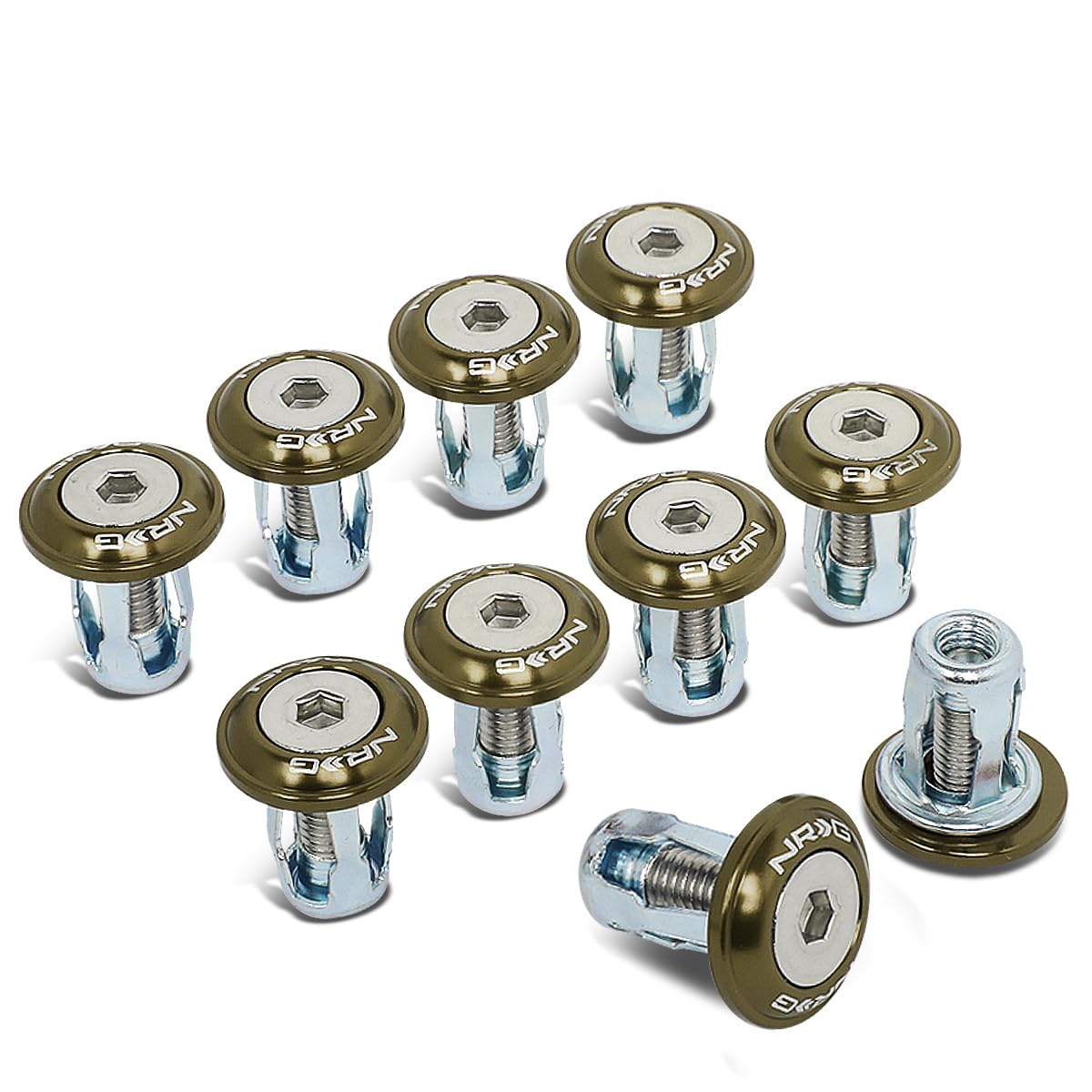 Fender Washer Kit NRG Innovations, Set of 10 Titanium Dress Up Bolt Kit for Plastic, Universal Rivets with M6 X 1 Thread, NRG-FW-100TI