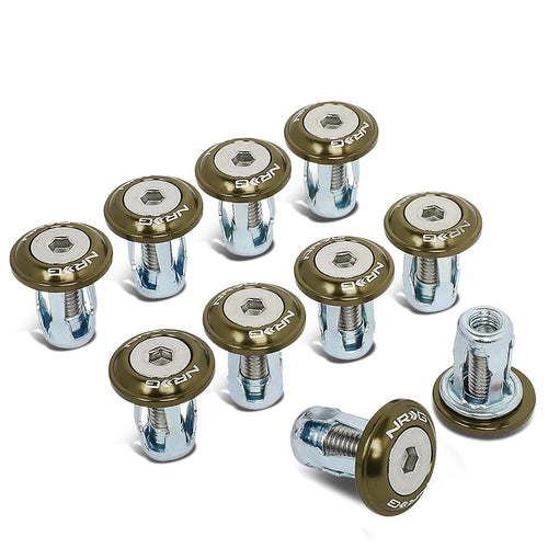 Fender Washer Kit NRG Innovations, Set of 10 Titanium Dress Up Bolt Kit for Plastic, Universal Rivets with M6 X 1 Thread, NRG-FW-100TI