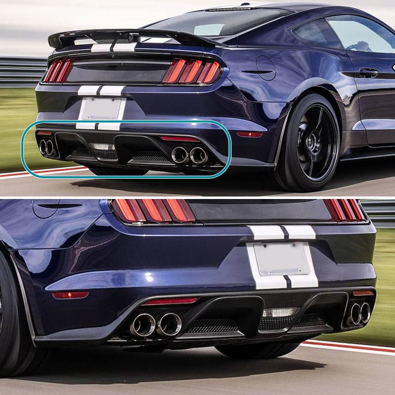 Spec-D Tuning Rear Bumper Diffuser Style w/Dual Exhaust Pipes Compatible with 2015-2017 Ford Mustang GT350 Premium