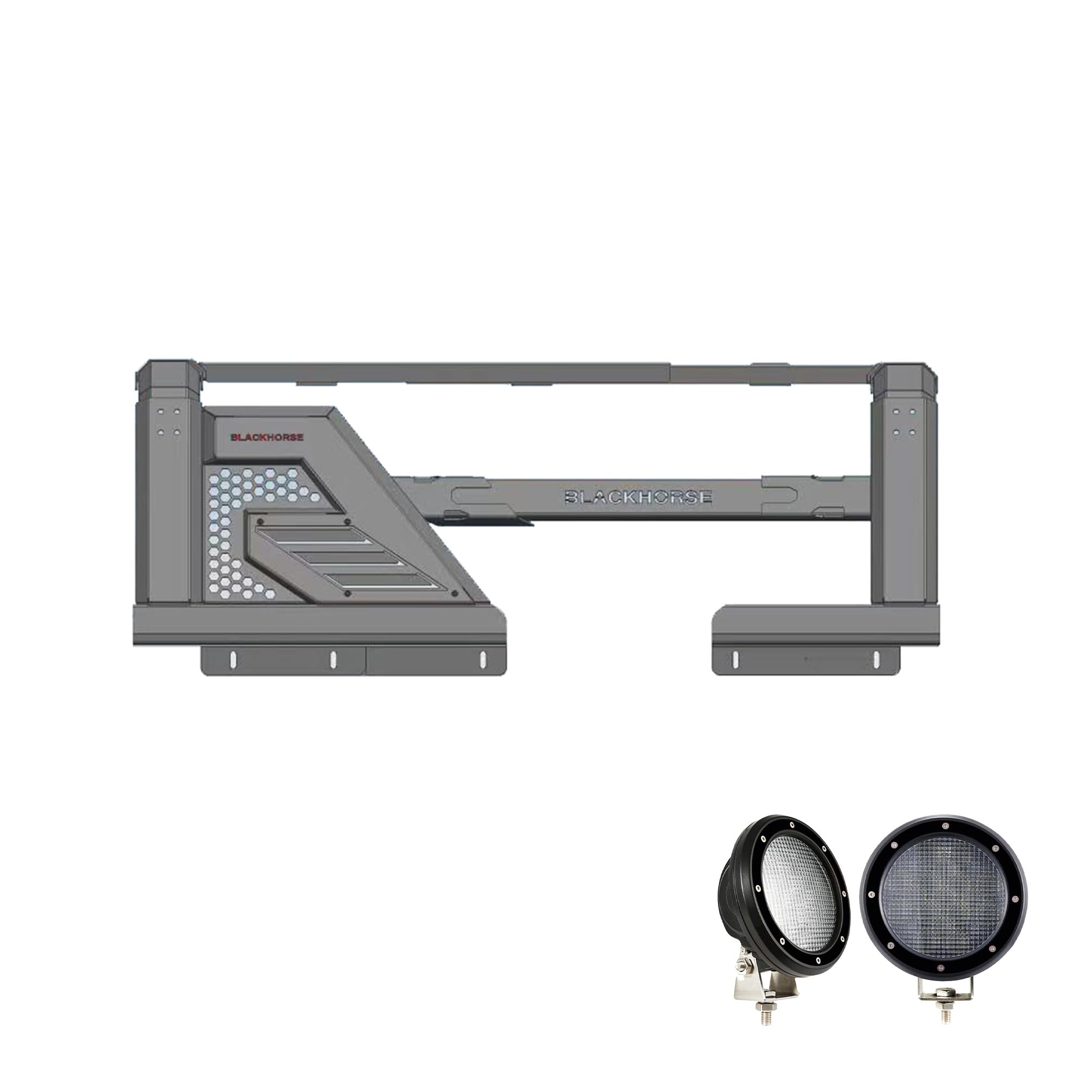 Armour II Black Horse Roll Bar W/Overland Kit Black Compatible with 14-22 Chevry Silverado 1500|14-24 GMC Sierra 1500|15-24 Ford F-150|15-24 Ram 1500|07-24 Tundra-AR2-01BOV1-PLFB