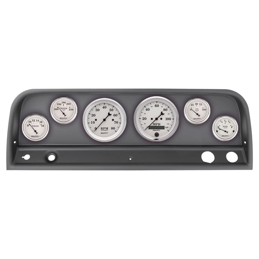 Chevy Truck AutoMeter Direct Fit Dash Kit, 64-66, Tach/Mph/Fuel/Oilp/Wtmp/Volt, Old-TYME White (2128-08)