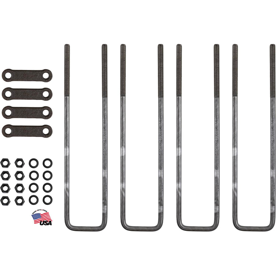 20" Square Bend U-Bolt Kit Buyers Products UB623520, 4 Complete U Bolt Kits, 5/8" Bolt, 1/2" x 4 1/4" Tie Bars, Grade 5 Equivalent Hardware