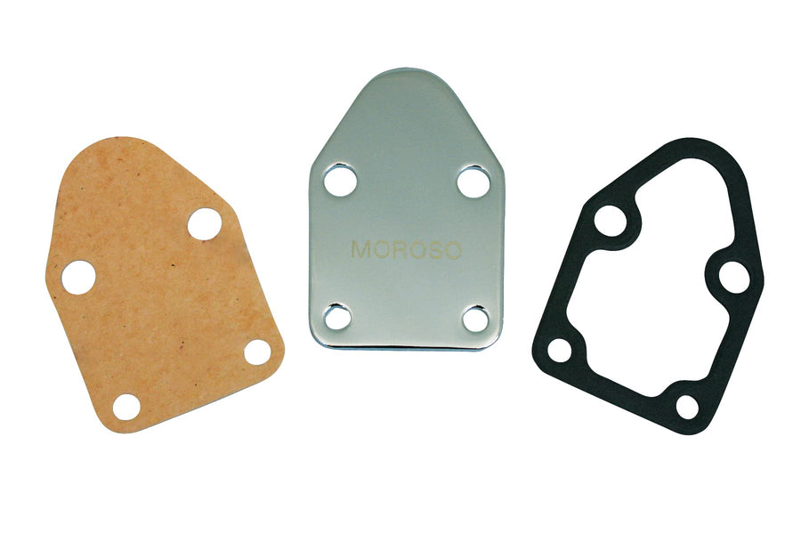 Chrome Moroso Fuel Pump Plate, Fits Small Block Chevy