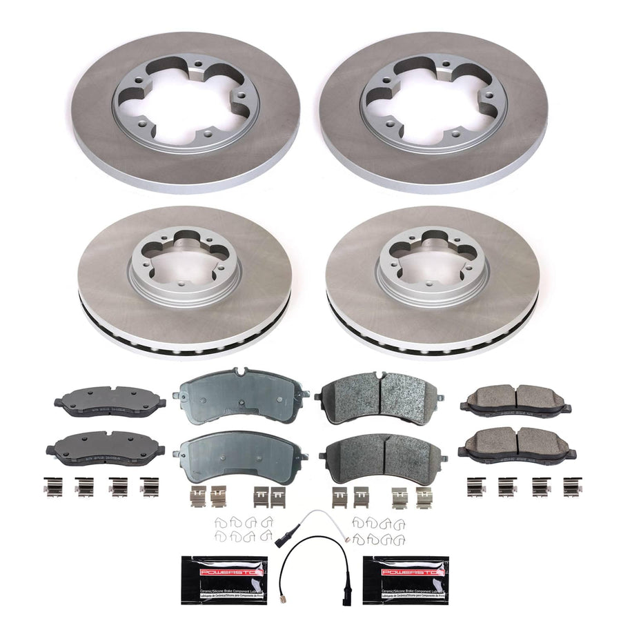 Power Stop SC9058 Brake Kit Front and Rear With Semi-Coated Brake Rotors and Ceramic Brake Pads & Hardware + Sensor For Ford Transit-150 2021, Transit-250 2021, Transit-350 2021 [Application Specific]