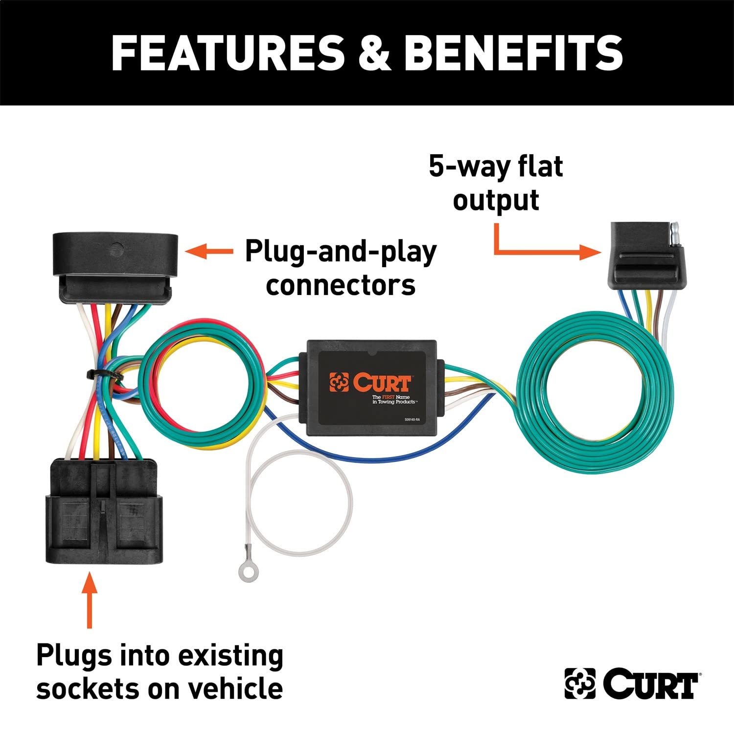 CURT 5-Wire Vehicle-Side Custom Trailer Wiring Harness, Fits Select Chevrolet Colorado, GMC Canyon, Isuzu I-Series