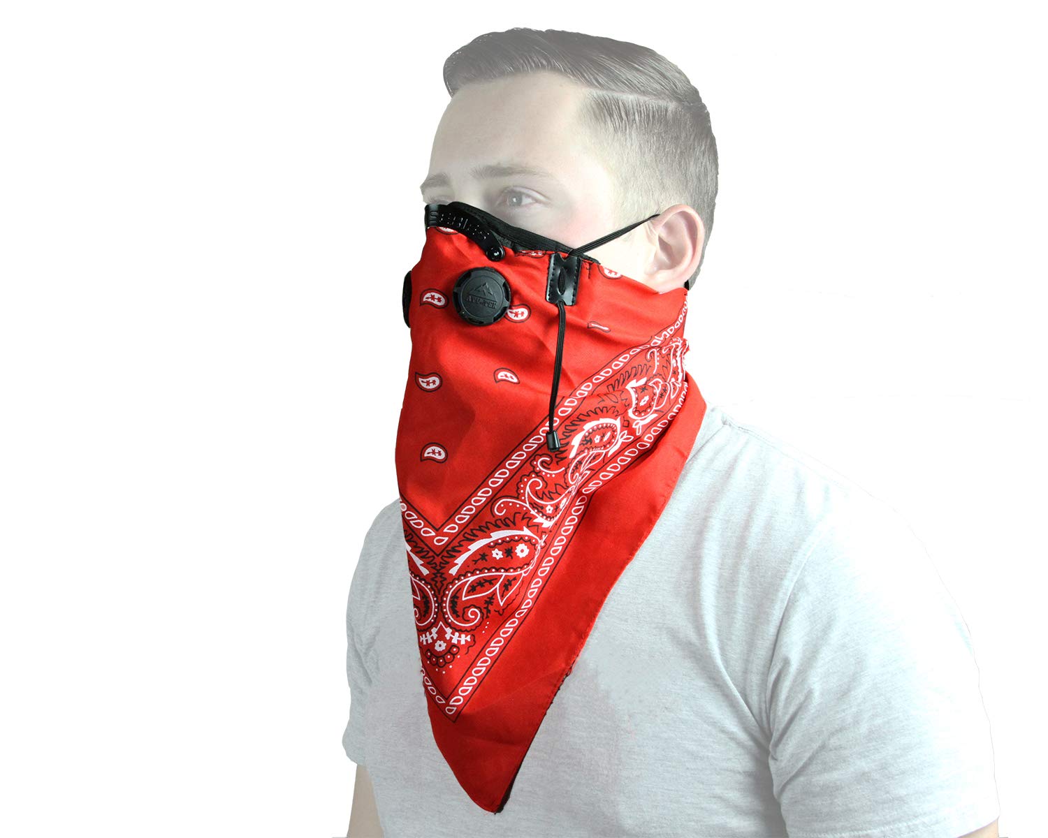 Bandana Style ATV TEK Dust Masks with Suspension Straps & 3D Nose Box - Red, XL