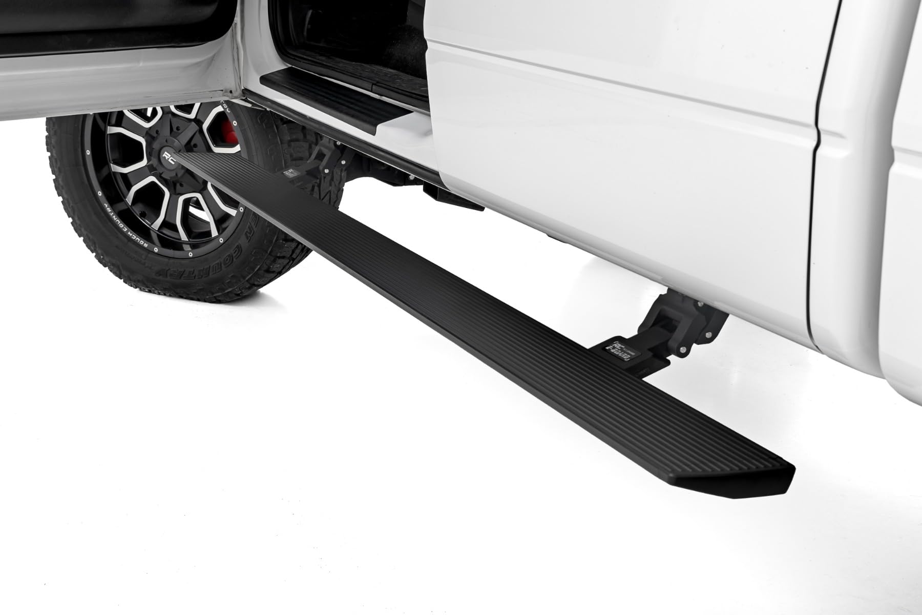 Power Running Boards Rough Country with LED Step Lights for Ford F150 / Raptor, Super Cab (2009-2014) - Dual Motor Electric Powerstep Board & Retractable Truck Steps
