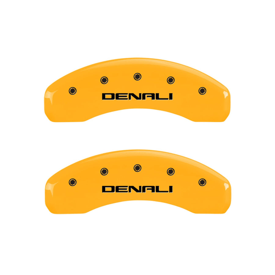 Caliper Covers MGP 34009SDNLYL, Set of 4 (Yellow Engraved Front and Rear: Denali Powder Coat Finish Black Characters)