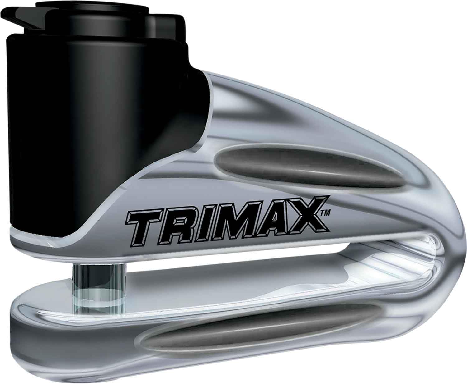 Trimax Hardened Metal T665LC Disc Lock - Chrome 10mm Pin (Long Throat) with Pouch & Reminder Cable