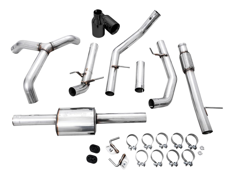 4th Gen GM 1500 AWE Tuning 5.3L 0FG Catback Split Rear Exit (Flat Bumper) - Quad Diamond Tips - 3015-33206