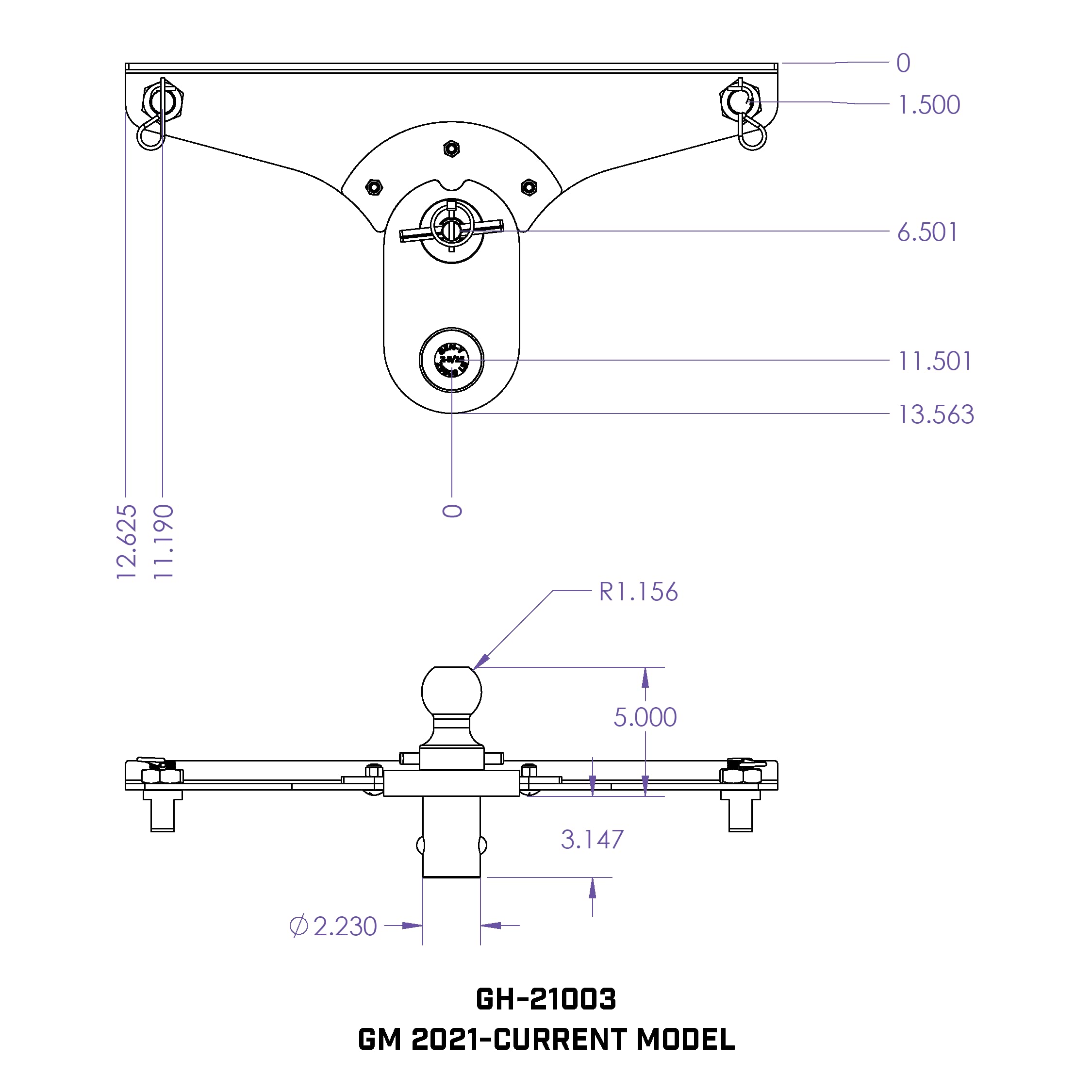 GoosePuck GEN-Y GH-21003 5" Offset Gooseneck Ball for OEM Puck Mount System fits Chevy and GMC Long Bed 2020 to 2023-25,000LB Towing Capacity