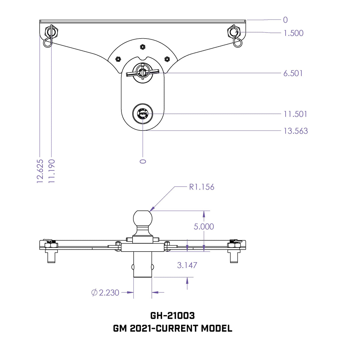 GoosePuck GEN-Y GH-21003 5" Offset Gooseneck Ball for OEM Puck Mount System fits Chevy and GMC Long Bed 2020 to 2023-25,000LB Towing Capacity