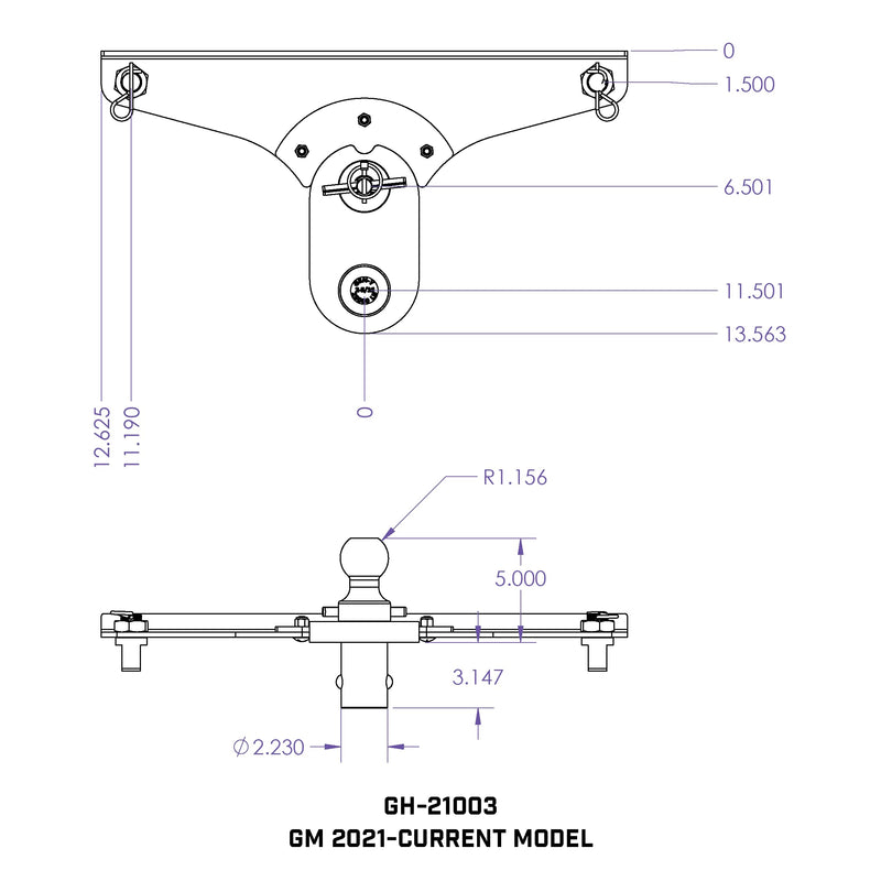 GoosePuck GEN-Y GH-21003 5" Offset Gooseneck Ball for OEM Puck Mount System fits Chevy and GMC Long Bed 2020 to 2023-25,000LB Towing Capacity