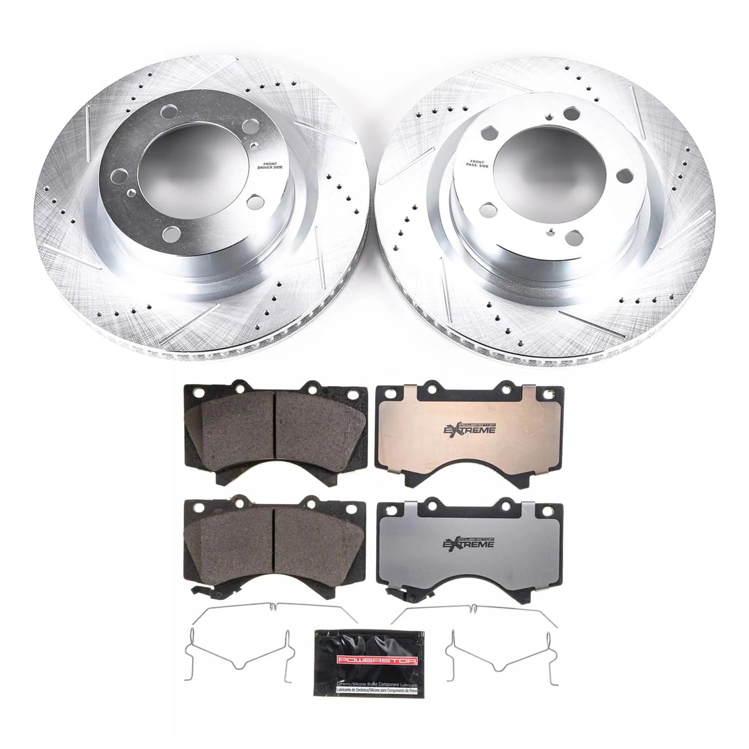 Power Stop Front Brake Kit For 2016 2017 2018 2019 2020 2021 LX570 Lexus - Truck & Tow Carbon Fiber Ceramic Brake Pads & Drilled and Slotted Rotors Replacement, K2952-36