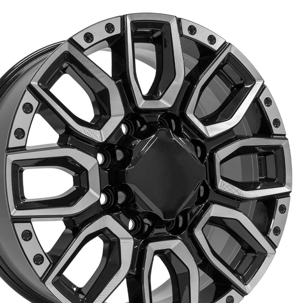 20" Replica Wheel Cv97B OE Wheels Fits Gmc Sierra 2500/3500 20X8.5 Black With Milled Edge Wheel